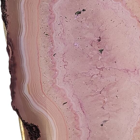 Pink Agate Slice Pendant – Sterling Silver Handmade 2.5" Crystal Necklace - Picture 4 of 10